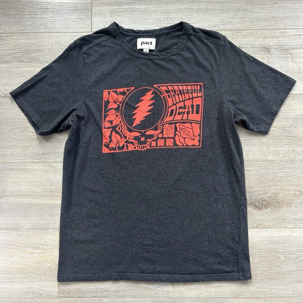 Pact Black Tee with Red Graphic Band Art